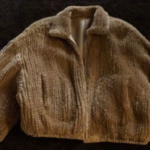 Leather reversible bomber jacket